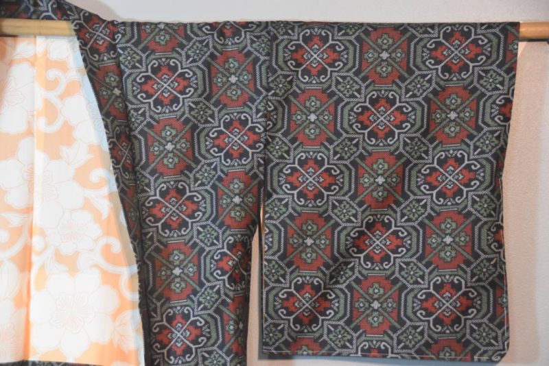 Vintage Silk Oshima Ikat Haori Jacket - Image 4