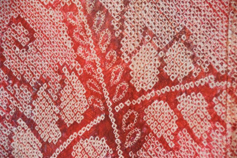 Fire Red Shibori Vintage Silk Haori Jacket - Image 2