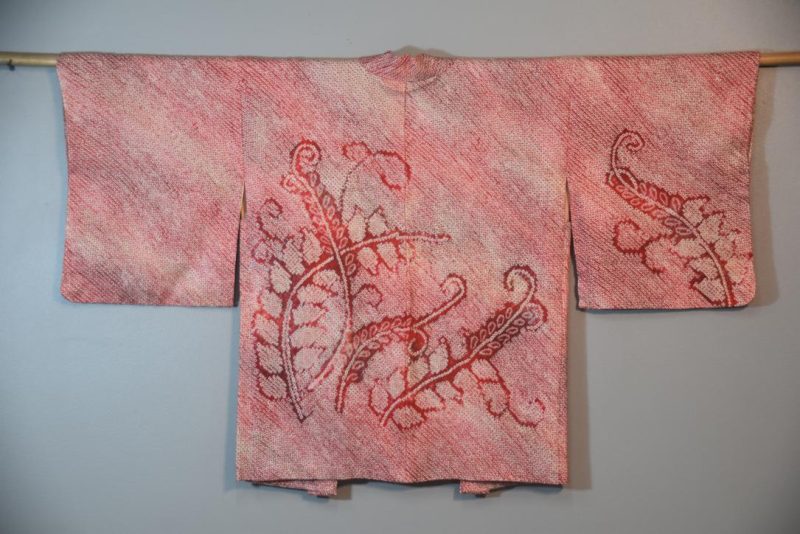Fire Red Shibori Vintage Silk Haori Jacket - Image 6