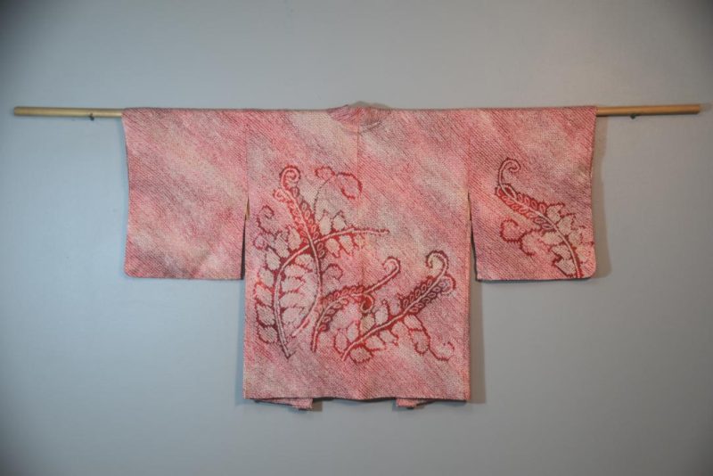 Fire Red Shibori Vintage Silk Haori Jacket