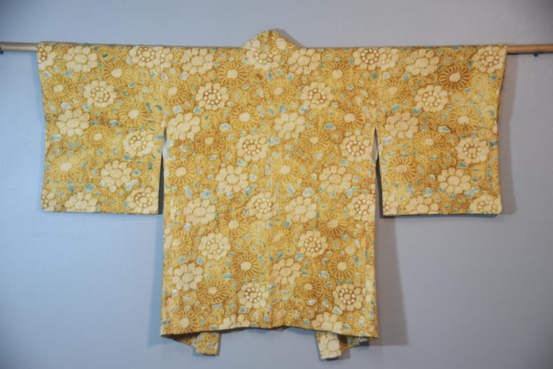 Mustard Shibori Vintage Silk Haori Jacket - Image 6