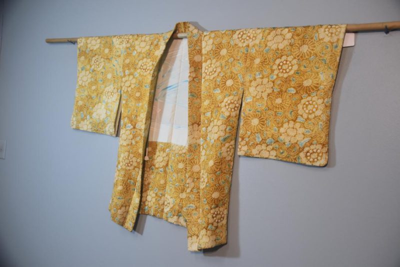 Mustard Shibori Vintage Silk Haori Jacket - Image 4