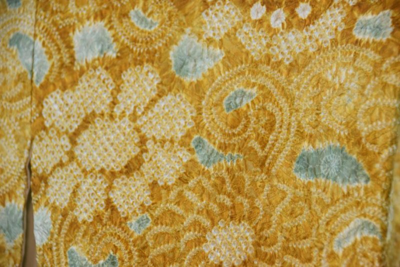 Mustard Shibori Vintage Silk Haori Jacket - Image 3