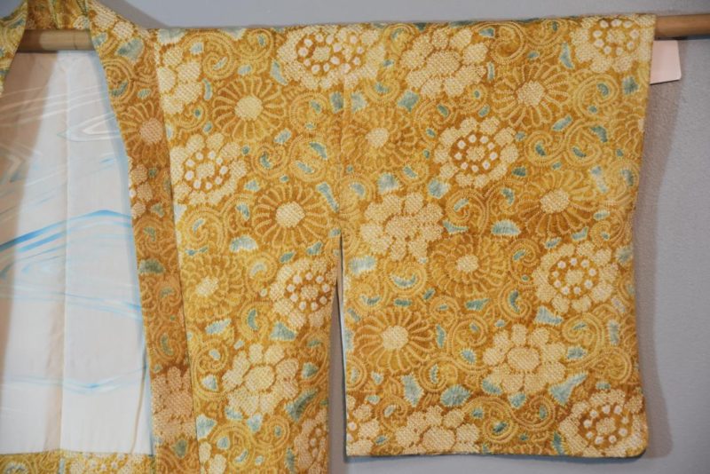 Mustard Shibori Vintage Silk Haori Jacket - Image 2