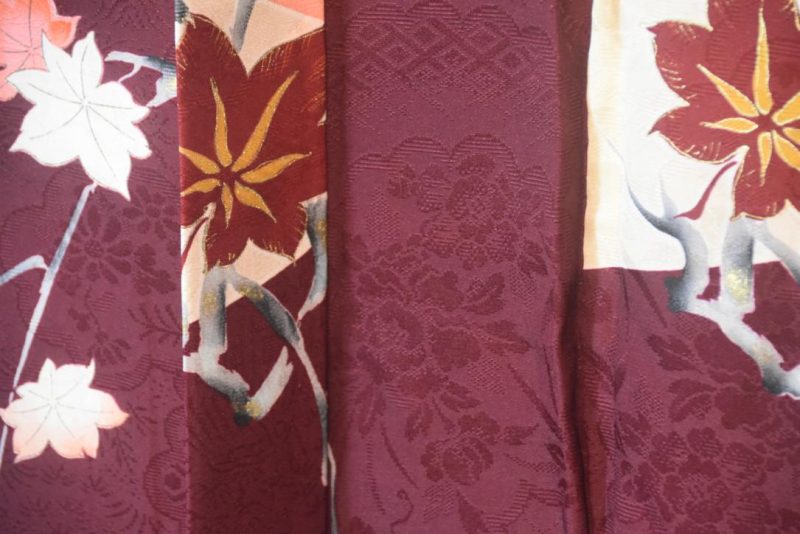 Deep Burgundy Long Silk Jacquard Haori Jacket - Image 3
