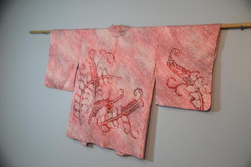 Fire Red Shibori Vintage Silk Haori Jacket - Image 3