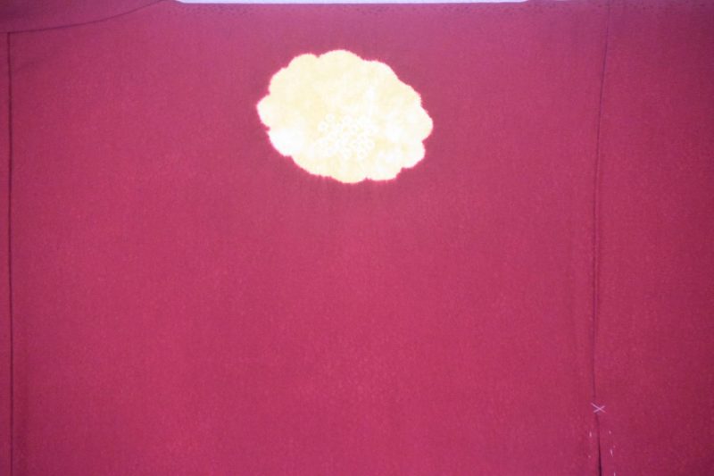 Burgundy with Shibori Flowers Silk Haori Jacket - Image 10