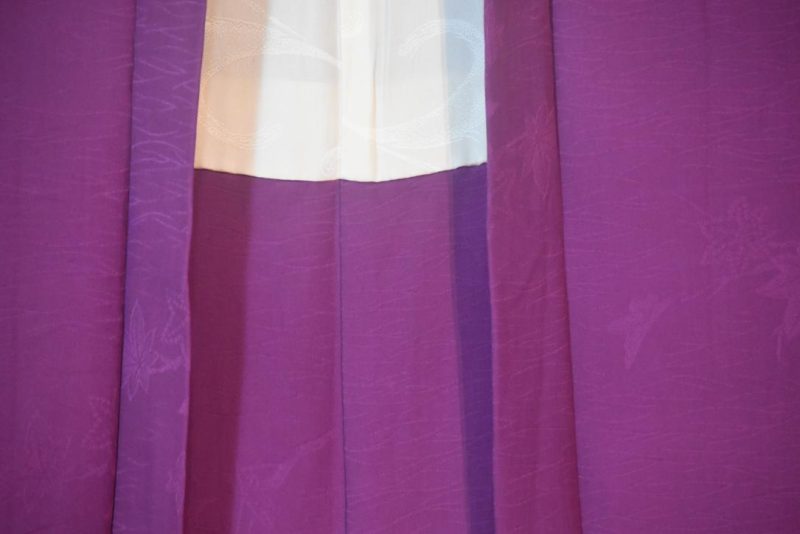Mauve Jacquard Detail Vintage Silk Haori Jacket - Image 6