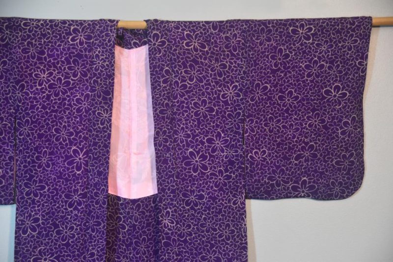 Flower Purple Vintage Silk Haori Jacket - Image 5
