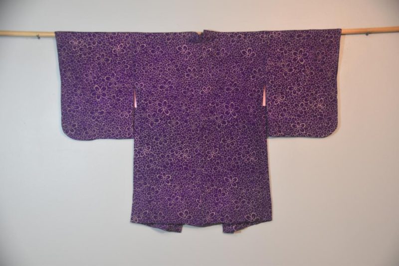 Flower Purple Vintage Silk Haori Jacket