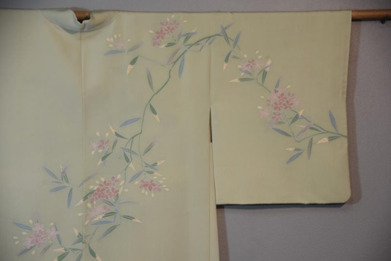 Pale Green Vintage Silk Haori Jacket - Image 4