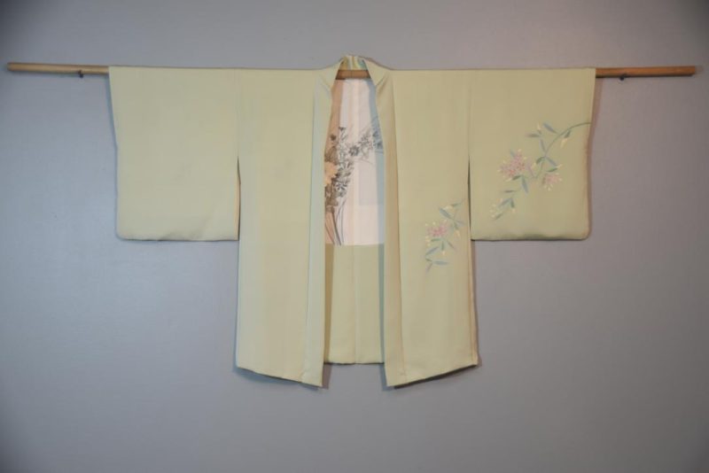 Pale Green Vintage Silk Haori Jacket - Image 5