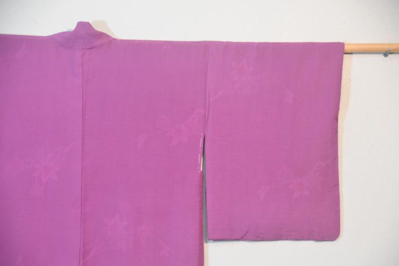 Mauve Jacquard Detail Vintage Silk Haori Jacket - Image 3