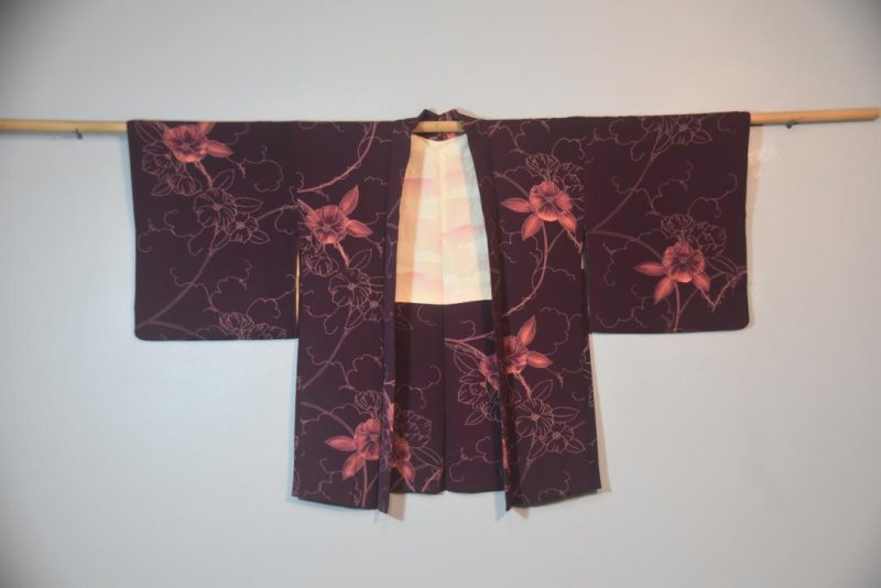 Deep Purple Vintage Silk Haori Jacket - Image 5