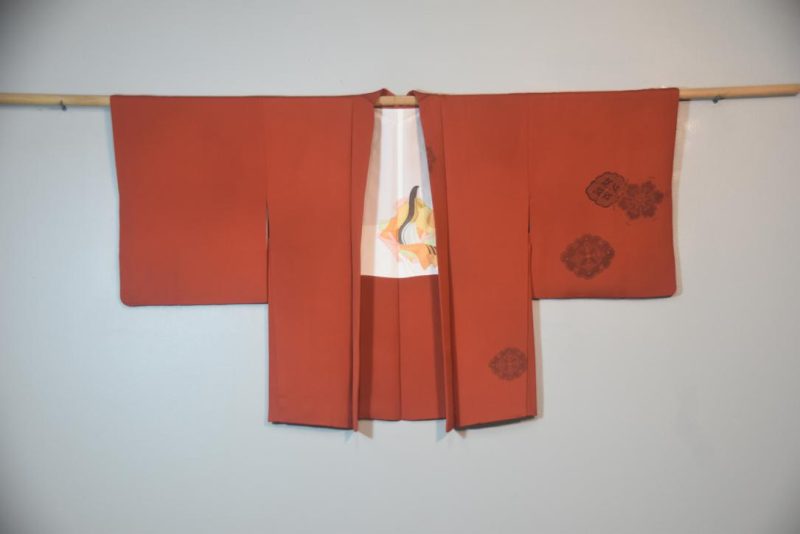 Rusty Red Vintage Silk Haori Jacket - Image 6