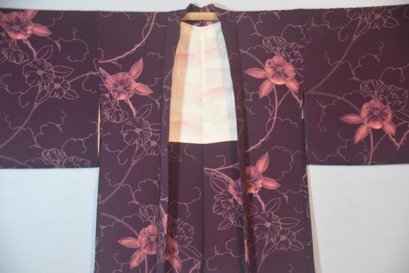 Deep Purple Vintage Silk Haori Jacket - Image 4