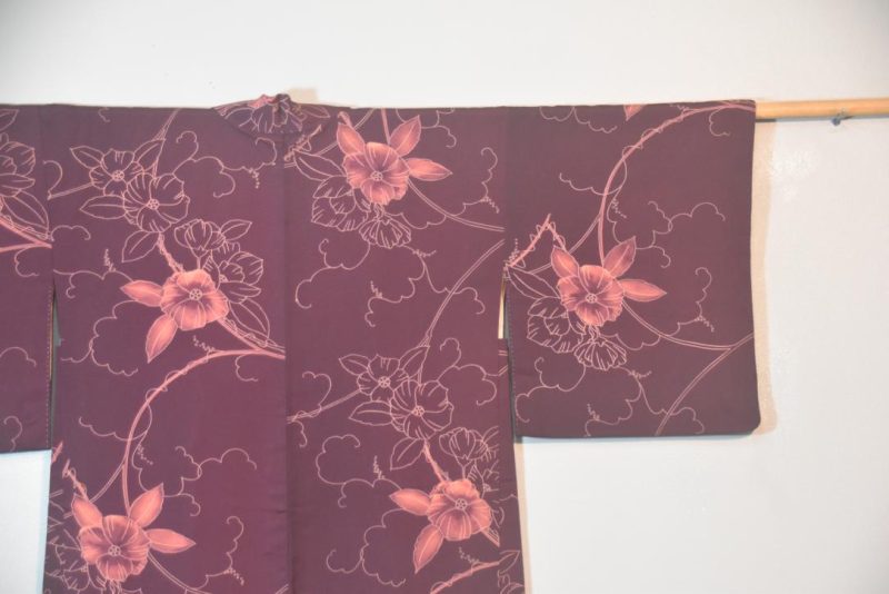 Deep Purple Vintage Silk Haori Jacket - Image 3