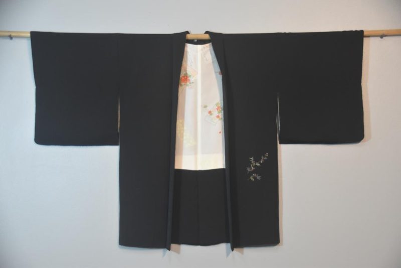 Black Vintage Silk Haori Jacket - Image 4