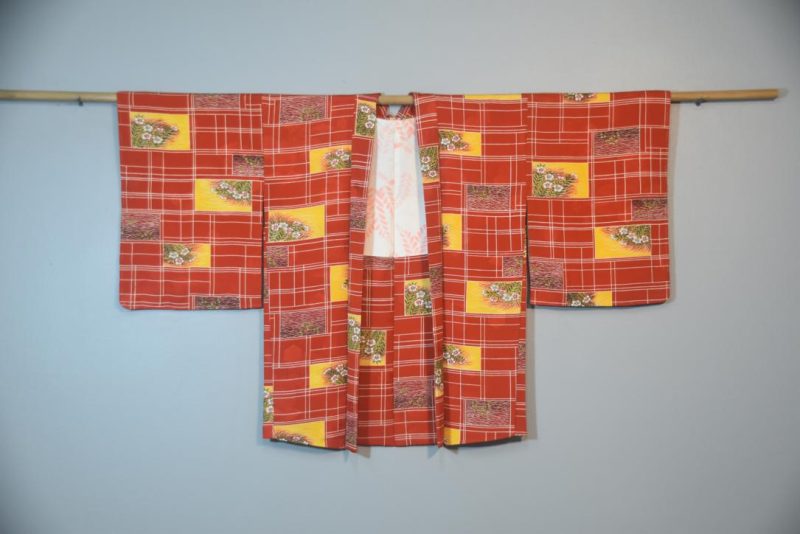 Red Vintage Silk Haori Jacket - Image 5