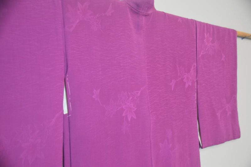 Purple Jacquard Vintage Silk Haori Jacket - Image 5