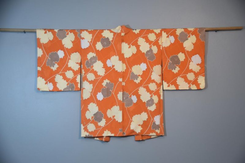 Bold Orange Vintage Silk Haori Jacket