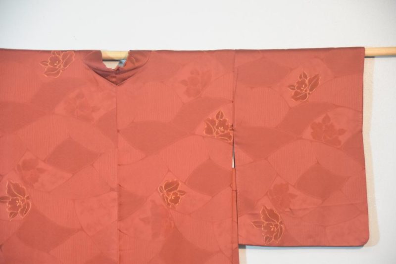 Deep Rust Red Vintage Silk Haori Jacket - Image 3