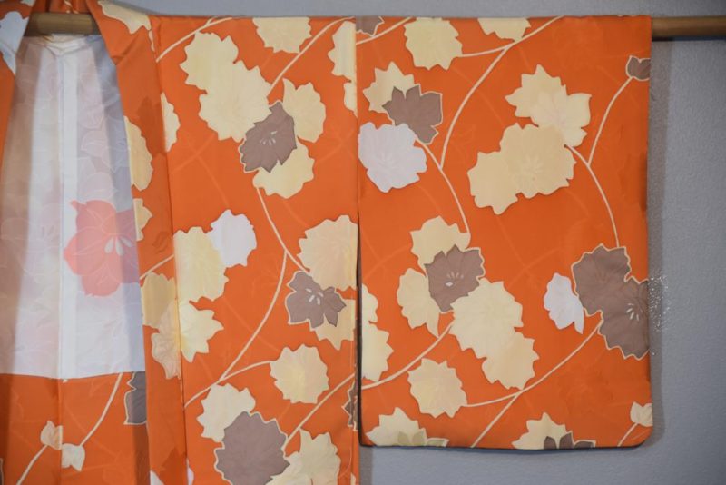 Bold Orange Vintage Silk Haori Jacket - Image 4
