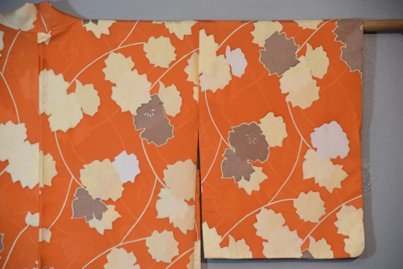 Bold Orange Vintage Silk Haori Jacket - Image 2