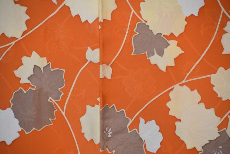 Bold Orange Vintage Silk Haori Jacket - Image 3