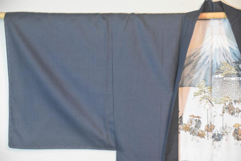 Mt Fuji Vintage Japanese Silk Mans Haori (Kimono Jacket) - Image 9