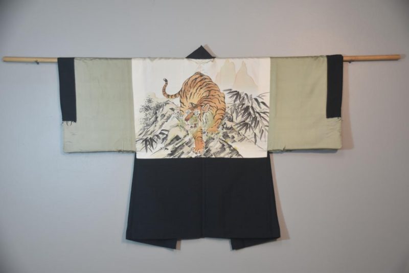 Tiger Vintage Japanese Silk Mans Haori (Kimono Jacket)