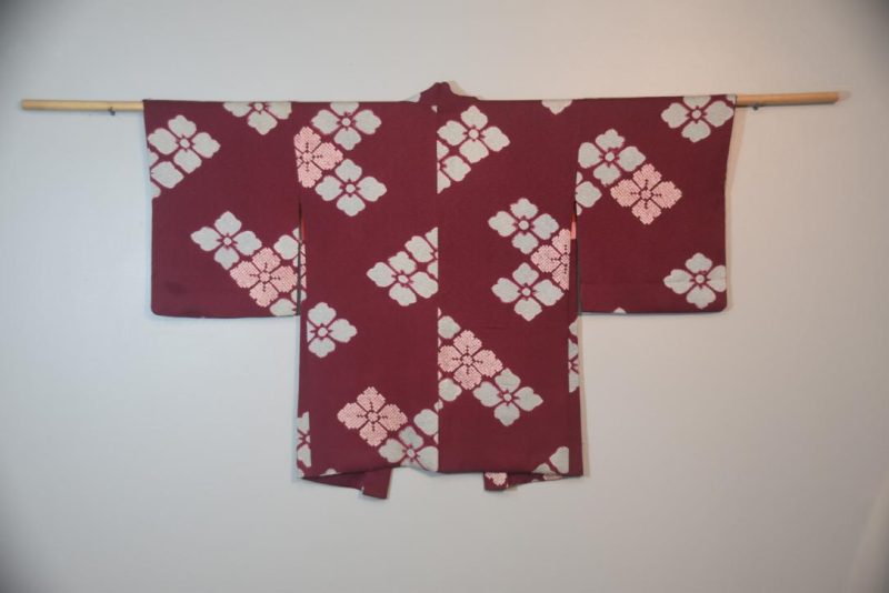 Burgundy Vintage Silk Haori Jacket