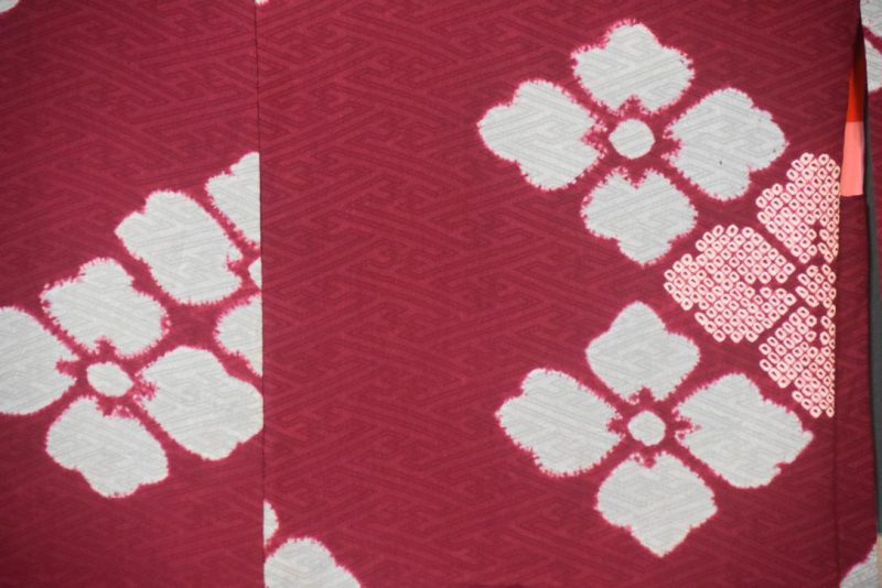 Burgundy Vintage Silk Haori Jacket - Image 5