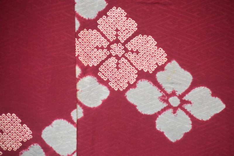 Burgundy Vintage Silk Haori Jacket - Image 2