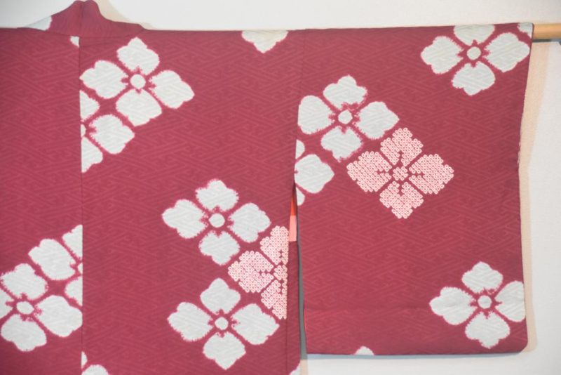 Burgundy Vintage Silk Haori Jacket - Image 9