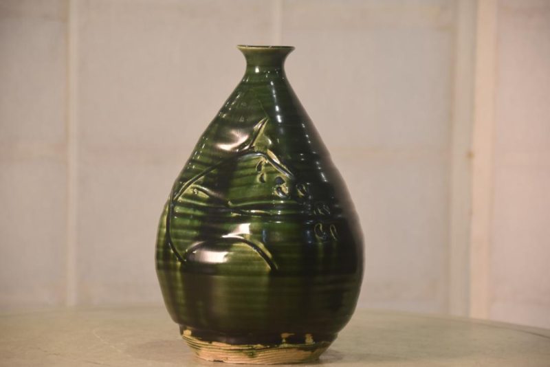 Japanese Oribe Pottery Vase Height:235mm - Image 3