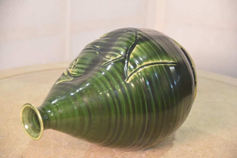 Japanese Oribe Pottery Vase Height:235mm - Image 5