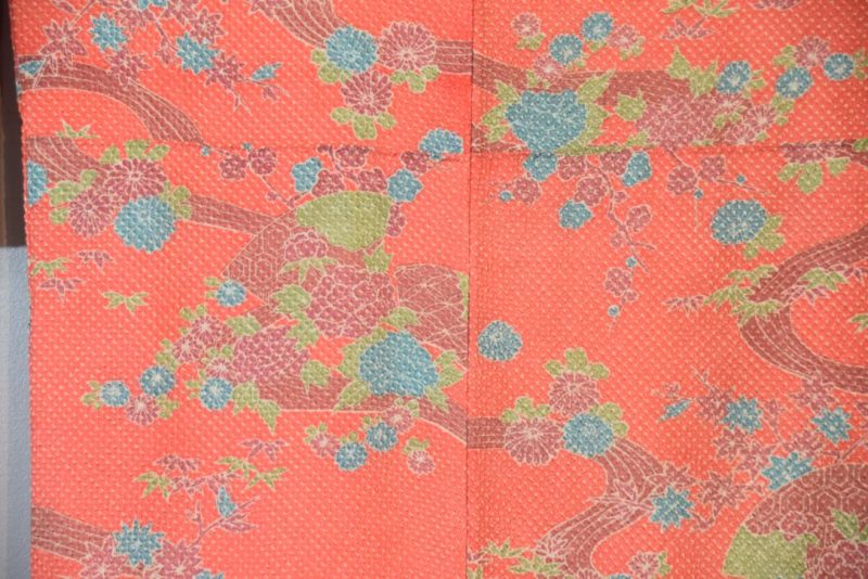 Watermelon Shibori Design Japanese Silk Kimono - Image 2