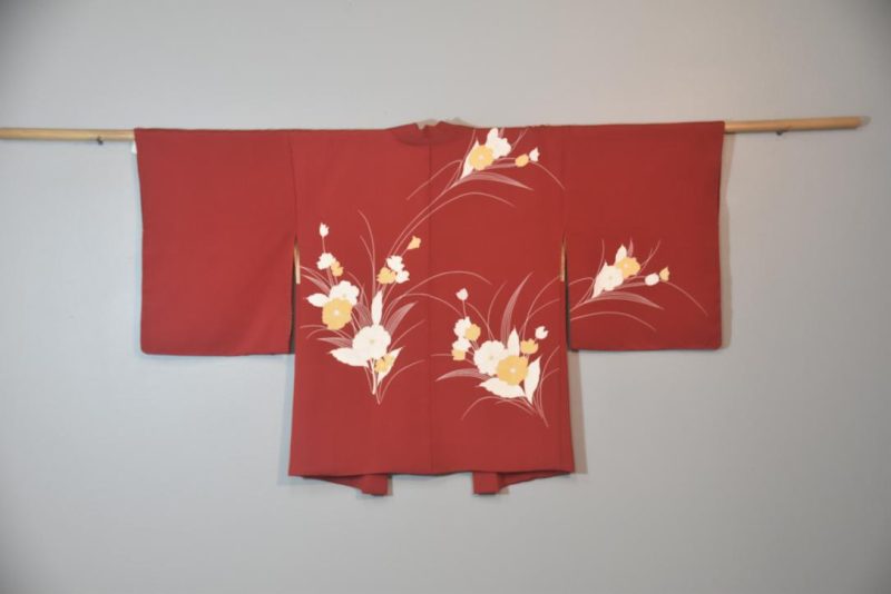 Dusty Pink and Flowers Silk Haori Jacket