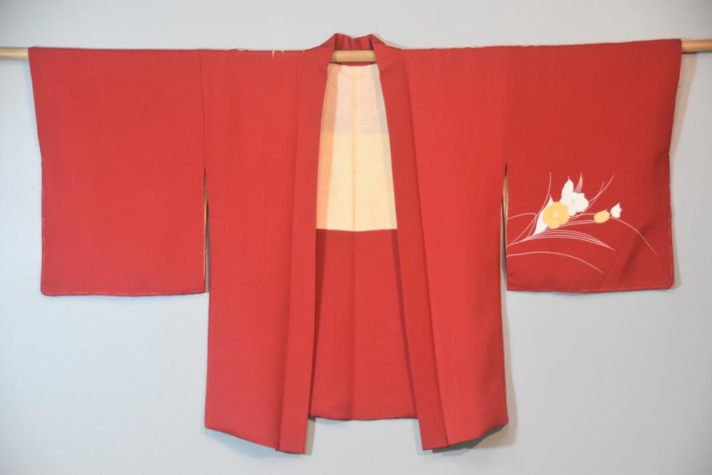 Dusty Pink and Flowers Silk Haori Jacket - Image 5