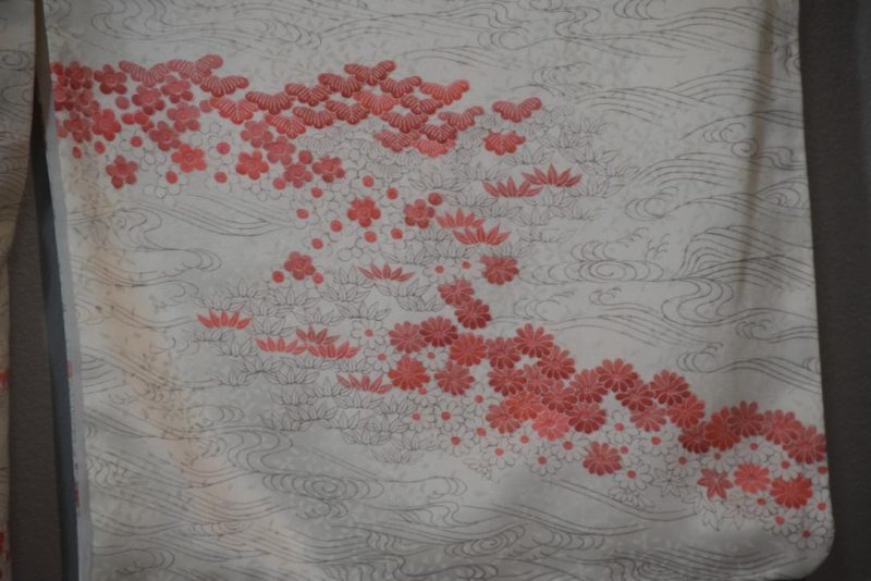 Flowers and Waves Japanese Silk Kimono - Image 3