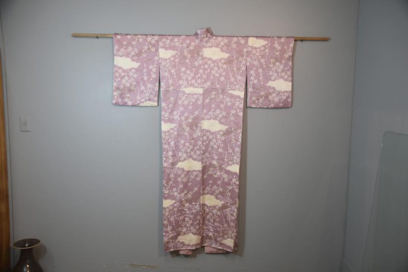 Lilac Flower Garden Japanese Silk Kimono
