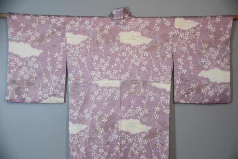 Lilac Flower Garden Japanese Silk Kimono - Image 8