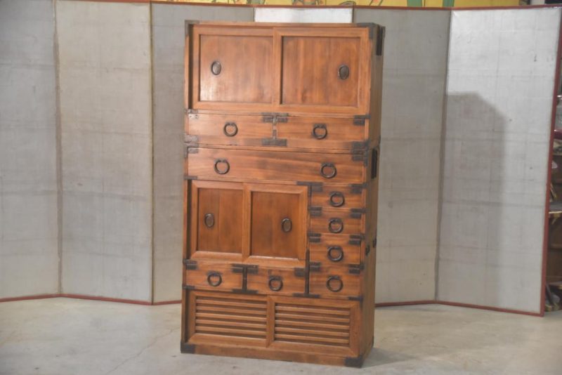 Meiji Period Kyoto Region 2 Section Merchant Chest Width:900mm