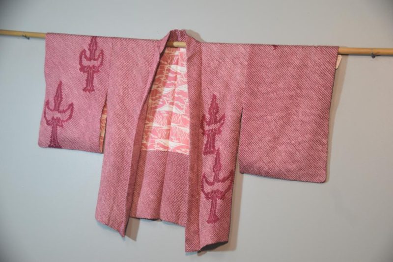 Coral Shibori (Tie Dyed) Silk Haori Jacket - Image 4