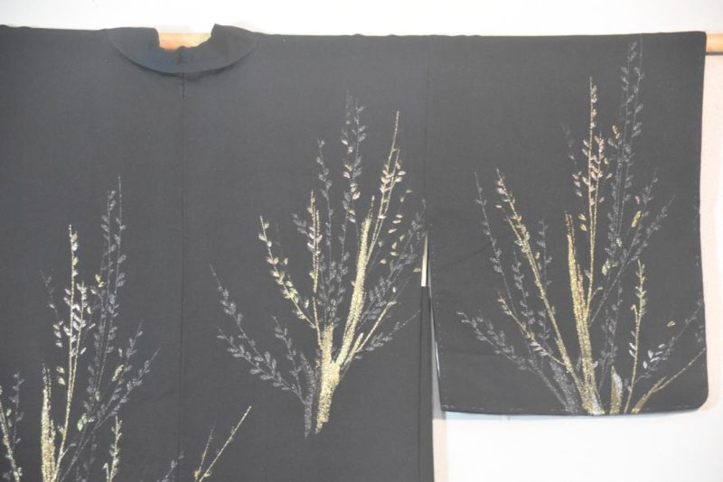 Gold Reeds Vintage Silk Haori Jacket - Image 3