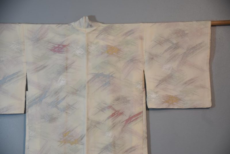 Cream Metallic Vintage Silk Haori Jacket - Image 4