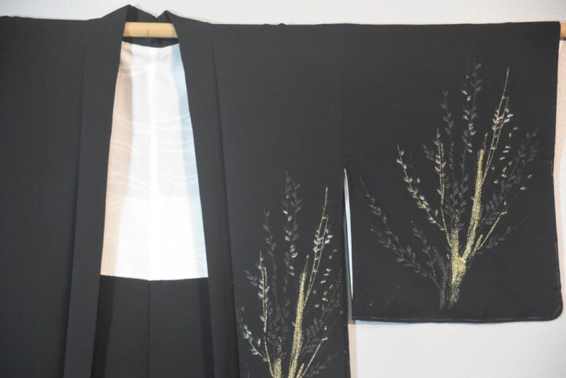 Gold Reeds Vintage Silk Haori Jacket - Image 4