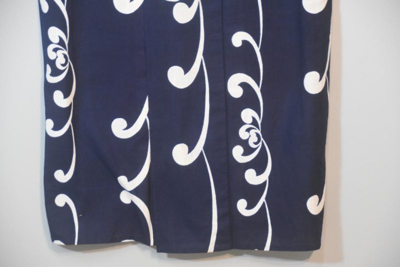 Navy Swirl Vintage Japanese Cotton Yukata - Image 7