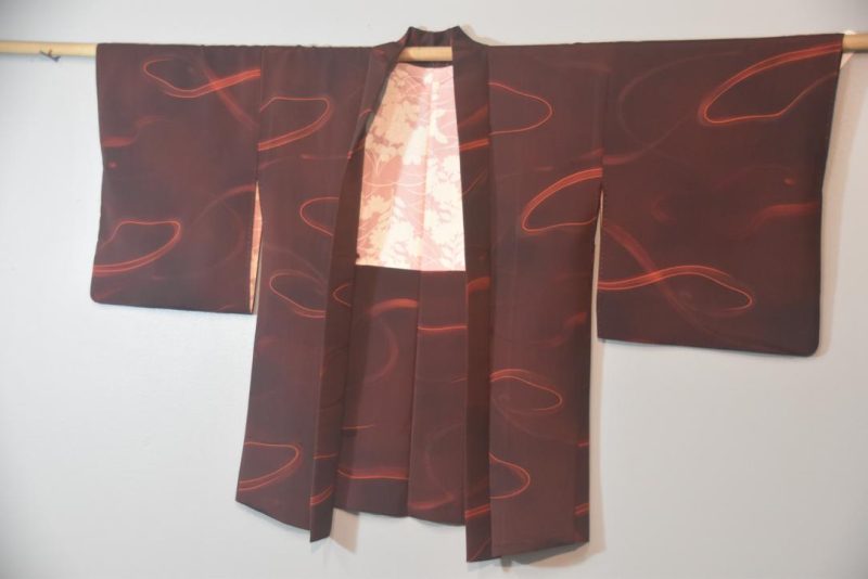 Burgundy Swirl Japanese Silk Haori Jacket - Image 7